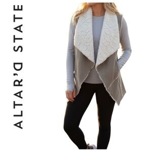 Altar'd State Taupe Faux Suede & Sherpa Vest Size Medium